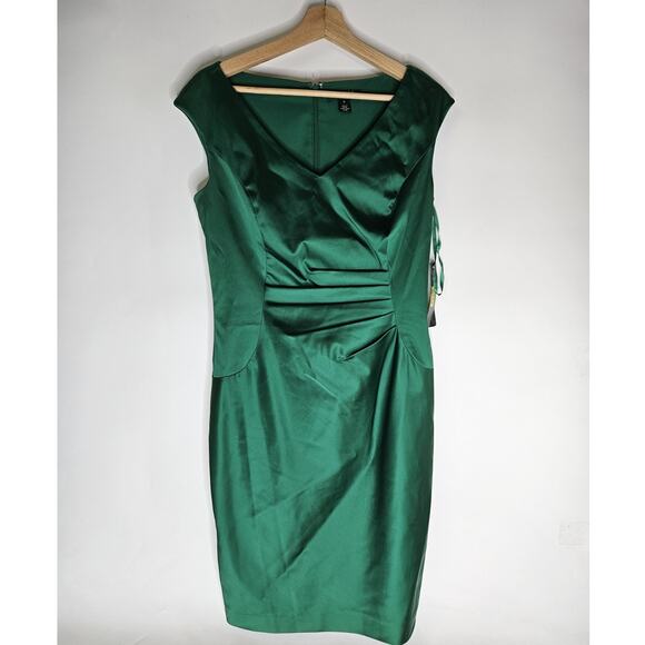 Lauren Ralph Lauren Women’s Emerald Green Sheath Midi Satin Dress size 0 - Picture 1 of 6
